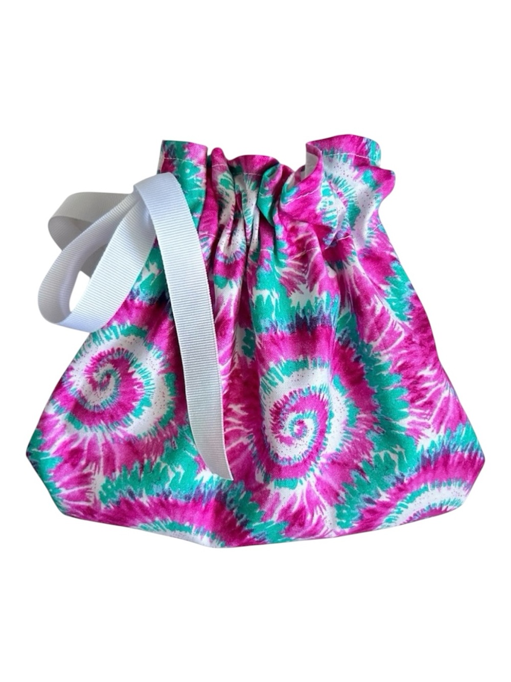 Hand Crafted Pink Tie-Dye Reusable Fabric Gift Bag Drawstring Eco Friendly